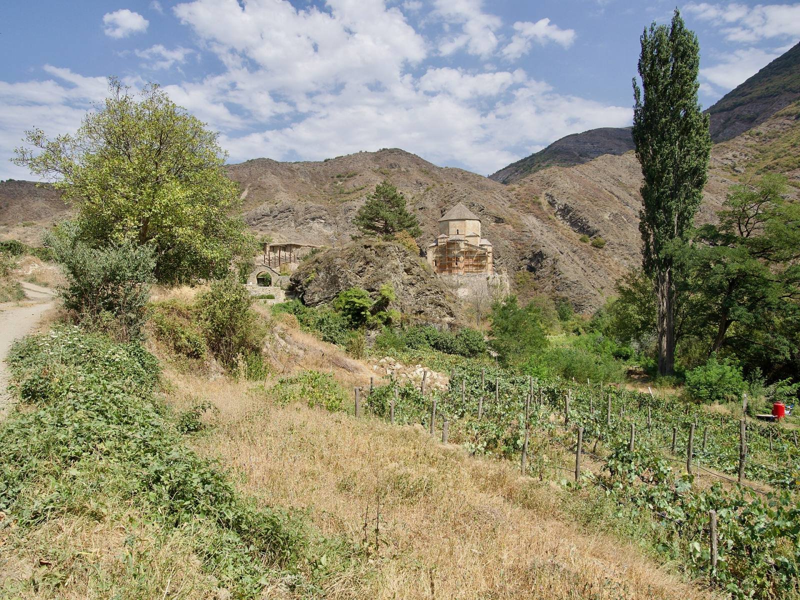 The domed stone church of Ateni Sioni among trees in the green Tana valley